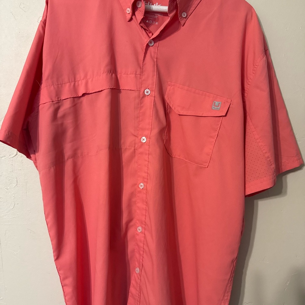 Huk Men's Coral Button Down Shirt